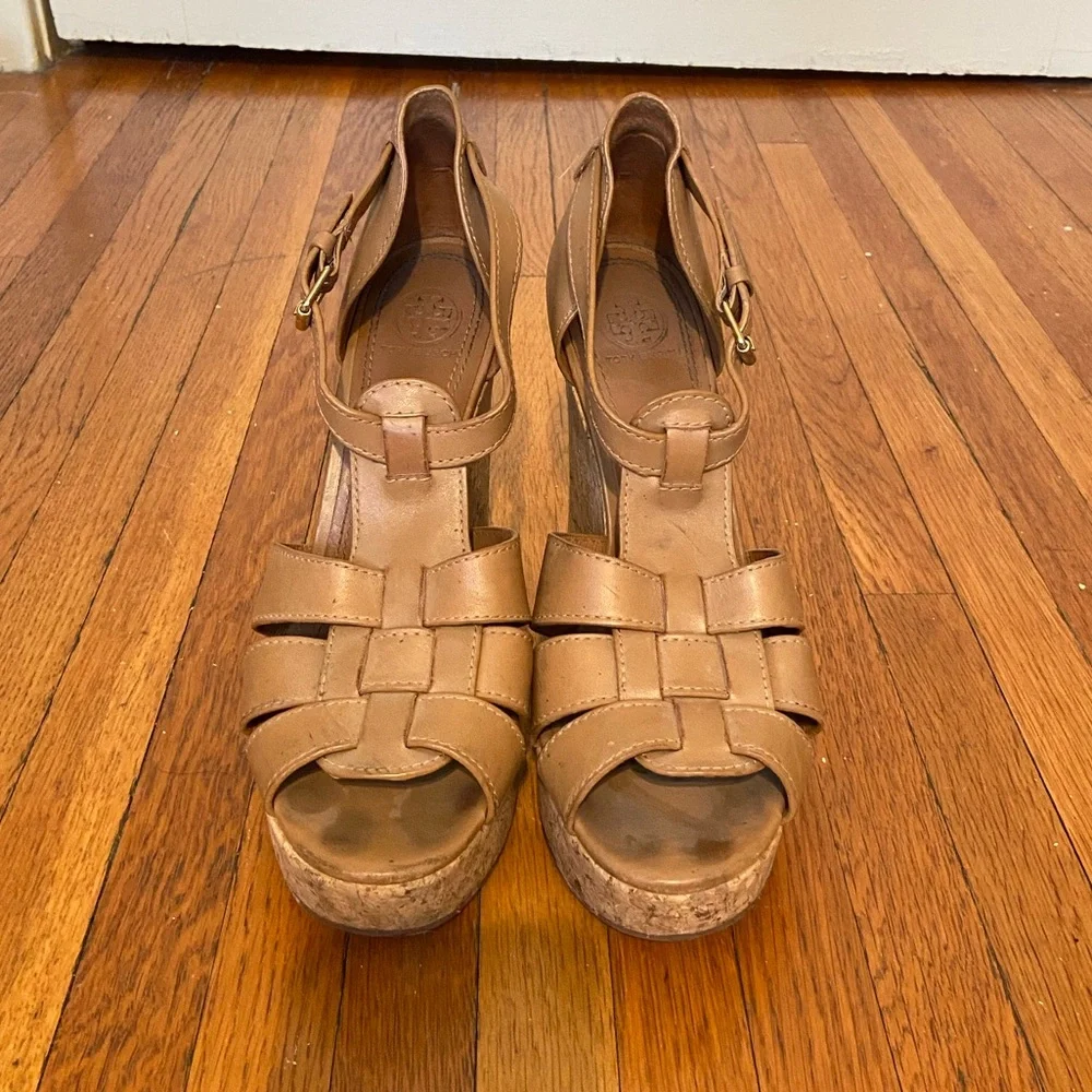 Tan Cork Wedge Sandals - Women